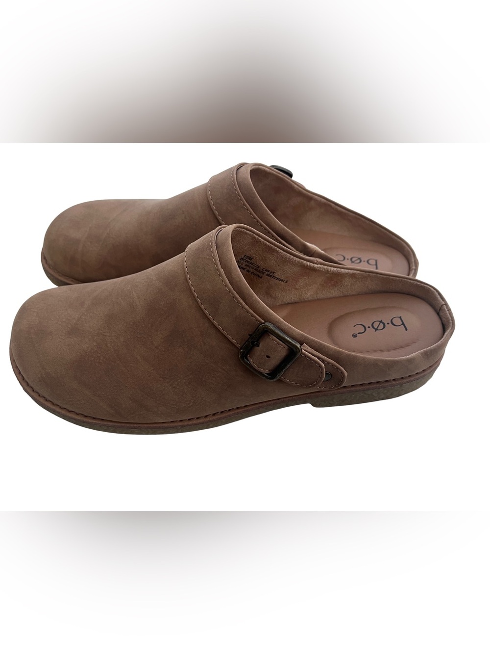 B.O.C. Brown Comfort Clog Mules Slip-On Buckle Shoes Women's Size 10M